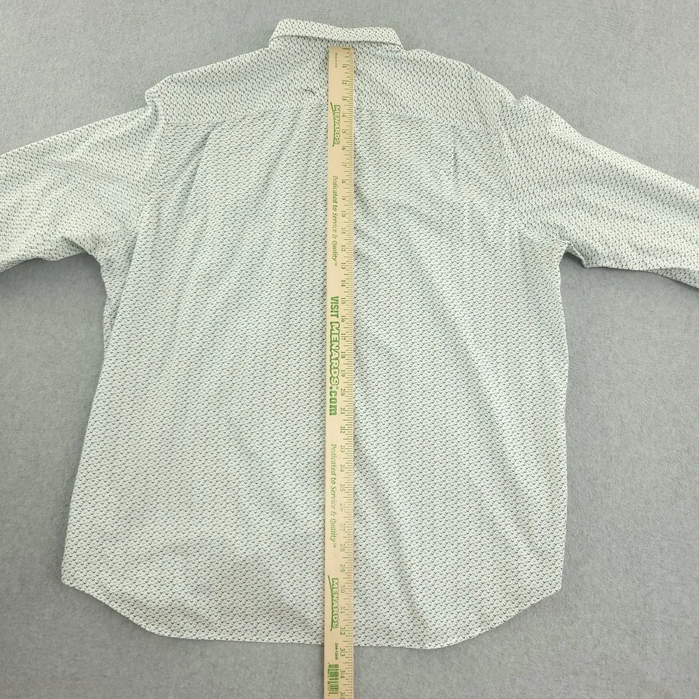 Banana Republic Dress Shirt Mens 18.5 36/37 White Geometric Classic Fit Non Iron